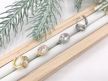 Load image into Gallery viewer, Oval CZ Pave Dainty Earring Hoop Huggies in Real Gold/Platinum 18K Over Copper 4 PAIRS
