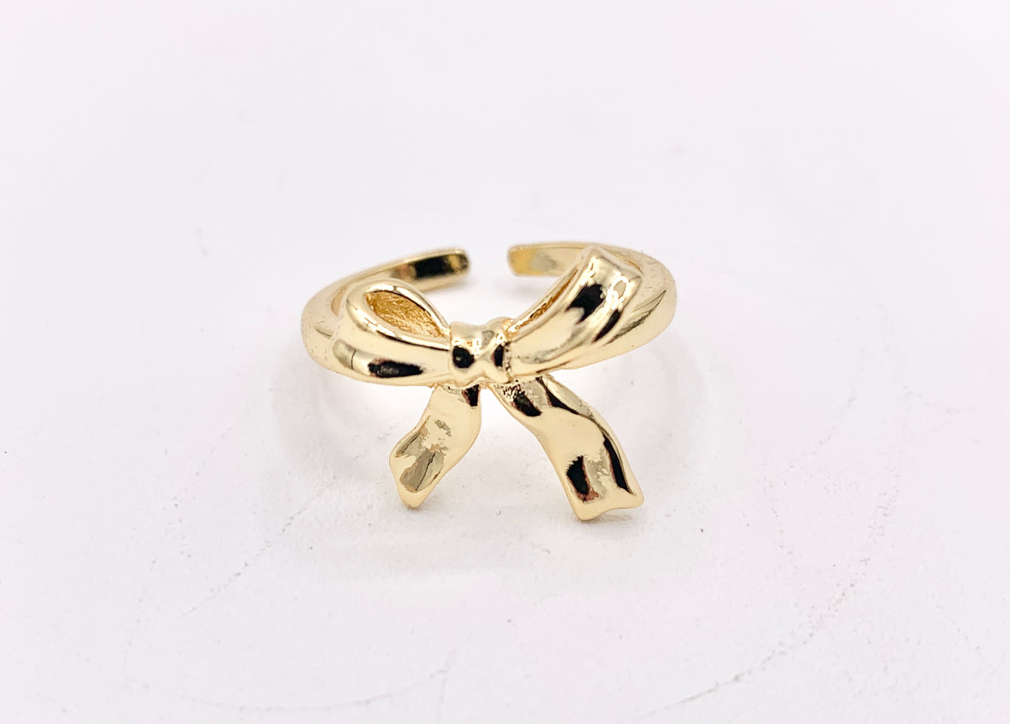 Beautiful Plain Bow Tie Adjustable Ring in Real Gold 18K Plated 5 PCS