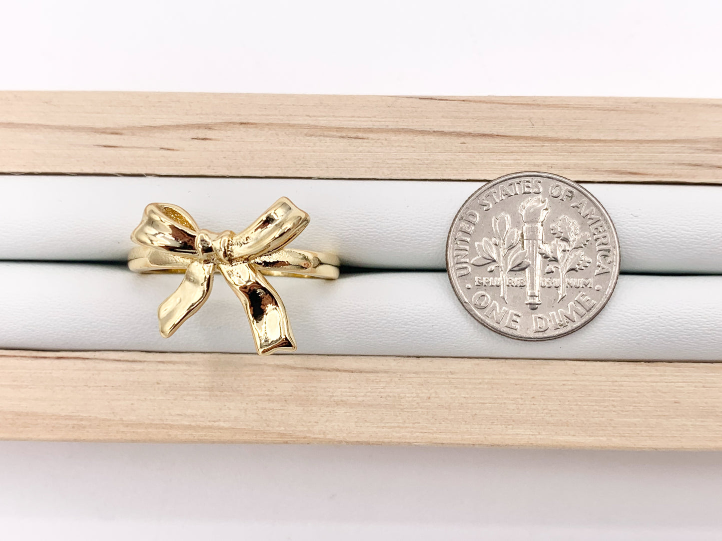 Beautiful Plain Bow Tie Adjustable Ring in Real Gold 18K Plated 5 PCS
