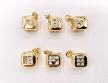 Load image into Gallery viewer, Cute Dainty CZ Cube Lucky Dice Charms Casino Charms in CZ Pave plated in 18K Gold Copper Base 6 PCS
