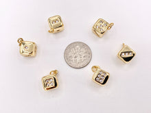 Load image into Gallery viewer, Cute Dainty CZ Cube Lucky Dice Charms Casino Charms in CZ Pave plated in 18K Gold Copper Base 6 PCS
