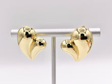 Load image into Gallery viewer, Cute Large Puffy Heart Drop Earring Stud in Real 18K Gold Plated Over Copper 4 PAIRS
