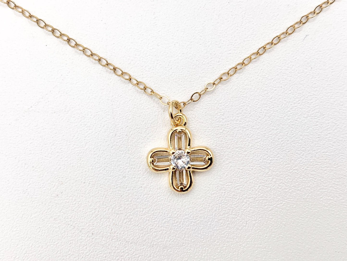 Dainty Mini Flower Quatrefoil Clover Pave Charms in Real Gold 18K Plated Micro CZ Over Brass 10 PCS