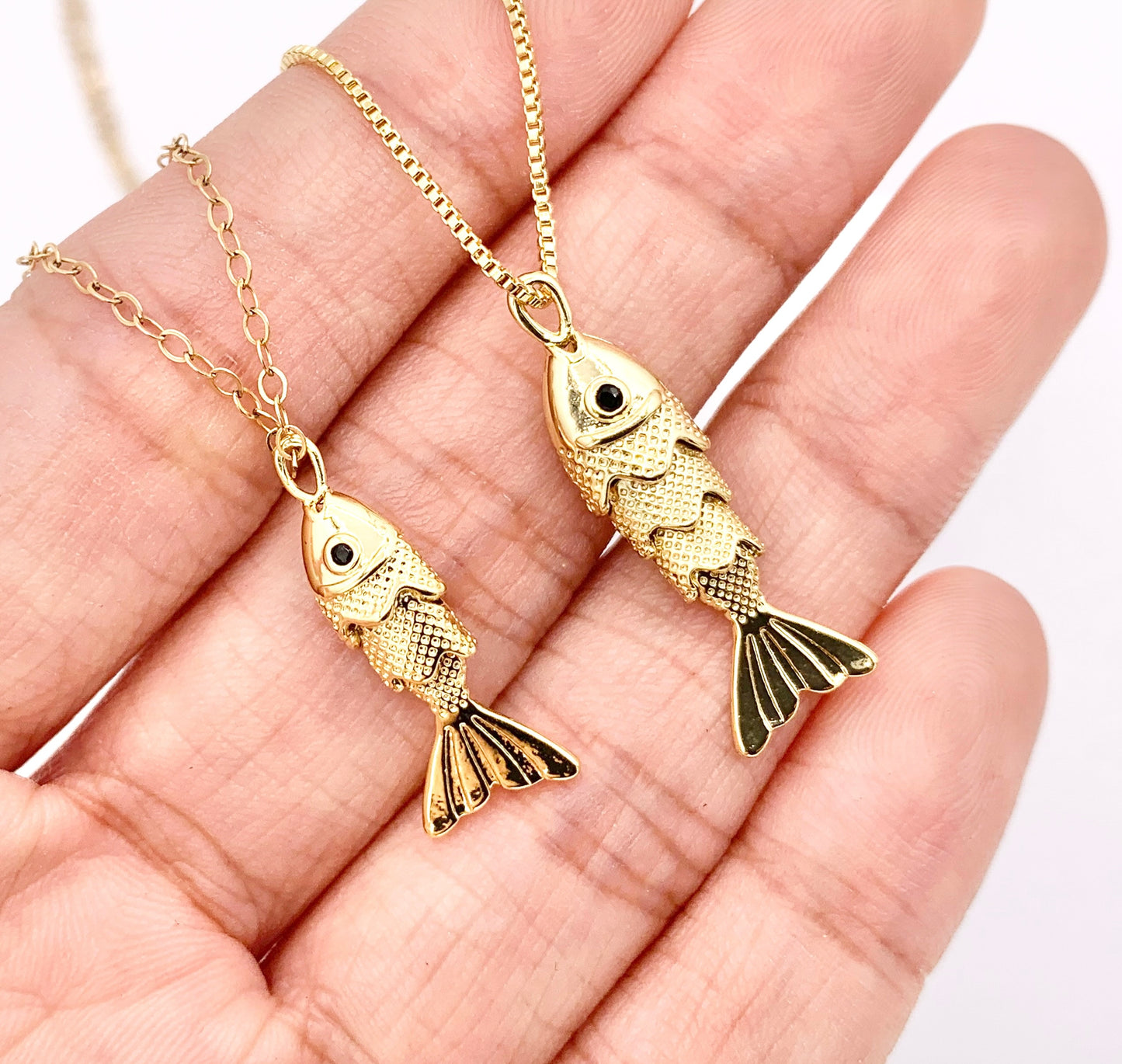 Cute Dangle Fish Charms in 18K Gold Plated Copper Base 6 PCS