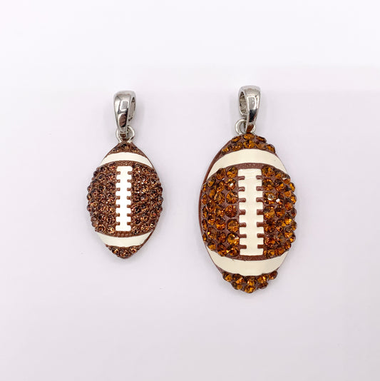 20x35mm & 25x46mm Rhinestone Football Charms/ Pendants Brown Rhinestone with Enamel Coating Sports Ball Pendant 1 PC