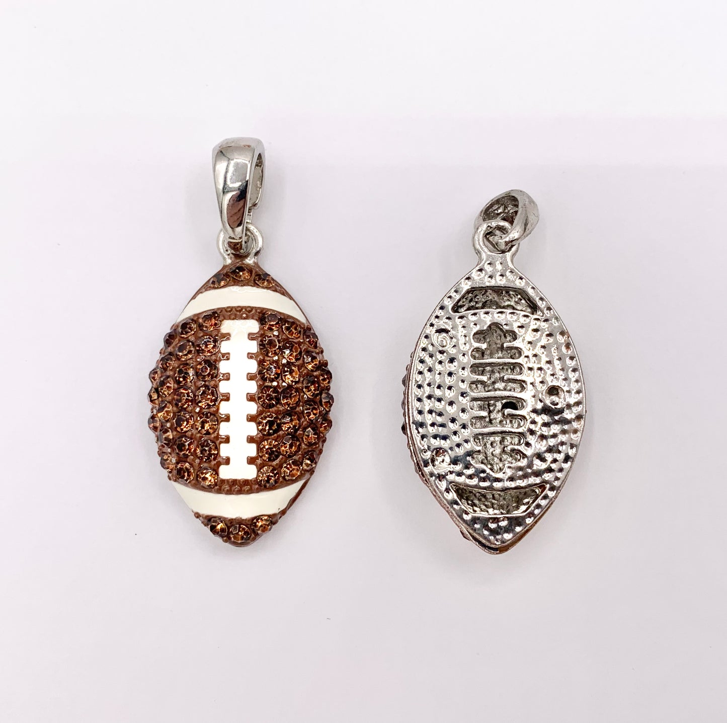 20x35mm & 25x46mm Rhinestone Football Charms/ Pendants Brown Rhinestone with Enamel Coating Sports Ball Pendant 1 PC