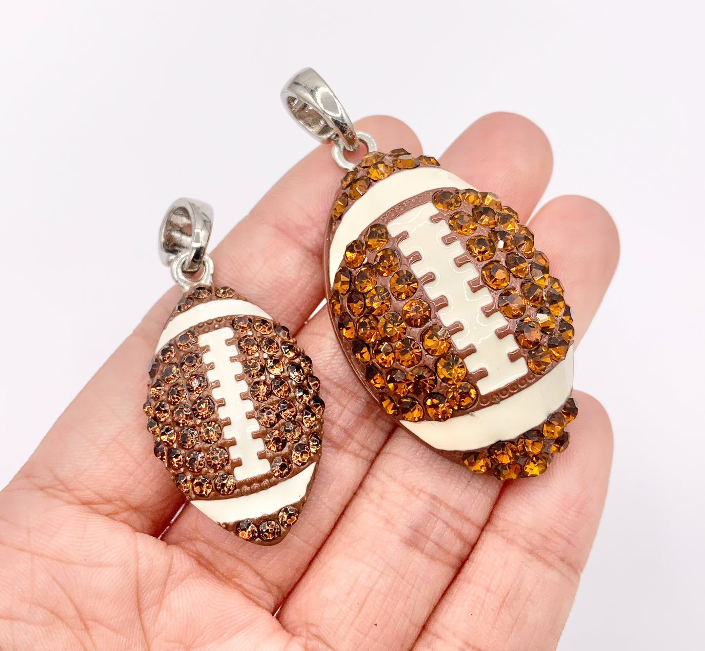 20x35mm & 25x46mm Rhinestone Football Charms/ Pendants Brown Rhinestone with Enamel Coating Sports Ball Pendant 1 PC