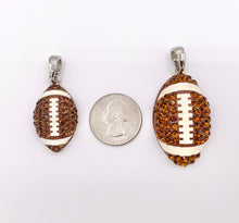 Cargar imagen en el visor de la galería, 20x35mm &amp; 25x46mm Rhinestone Football Charms/ Pendants Brown Rhinestone with Enamel Coating Sports Ball Pendant 1 PC
