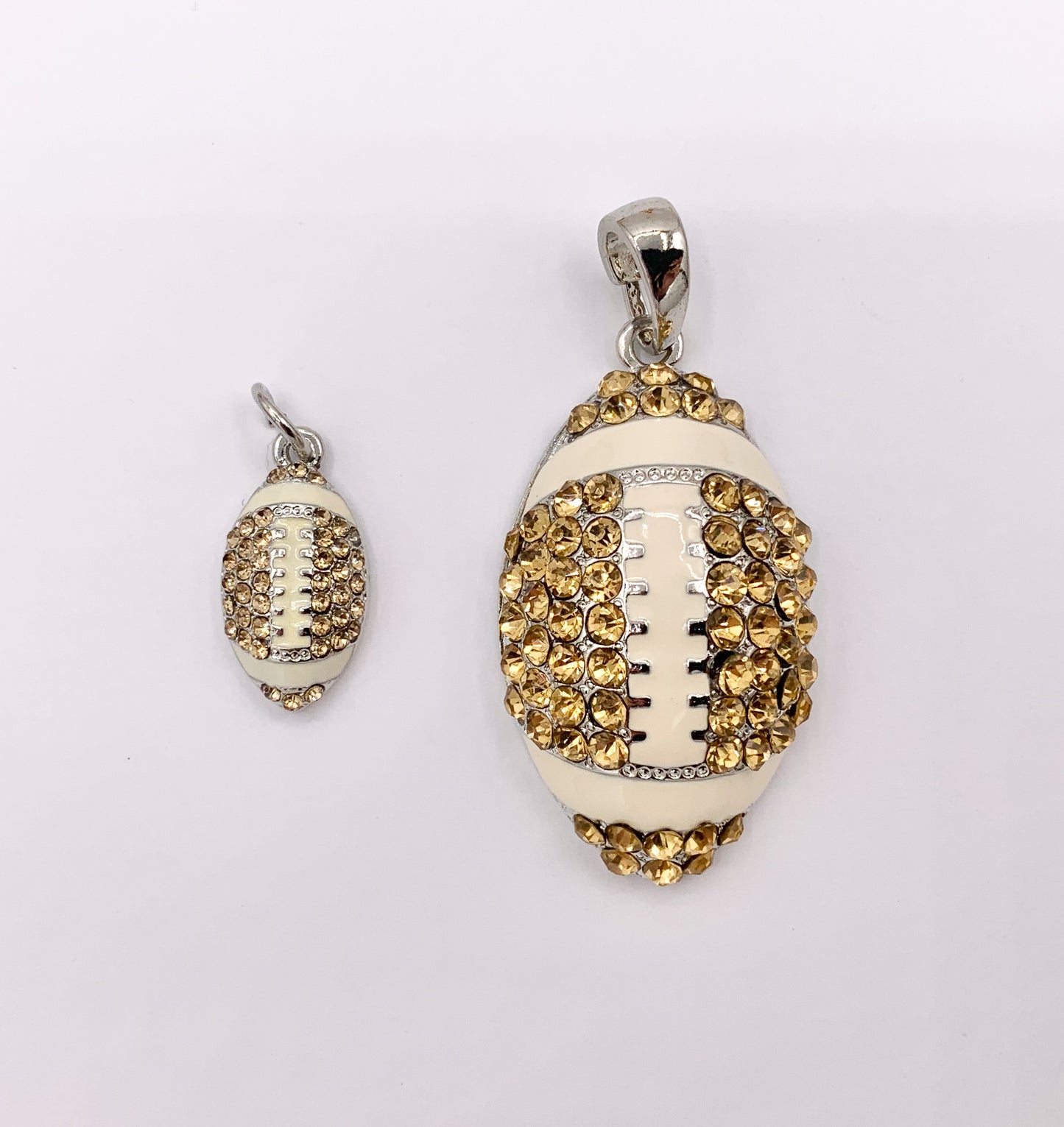 12x23mm & 25x46mm Rhinestone Football Charms/ Pendants Yellow Rhinestone with Enamel Coating Sports Ball Pendant 1 PC