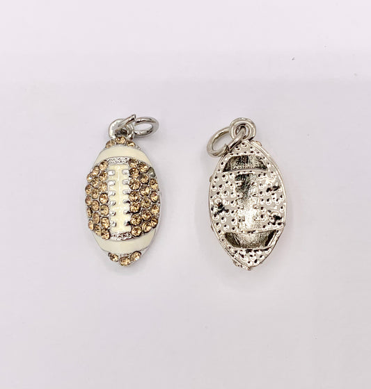 12x23mm & 25x46mm Rhinestone Football Charms/ Pendants Yellow Rhinestone with Enamel Coating Sports Ball Pendant 1 PC