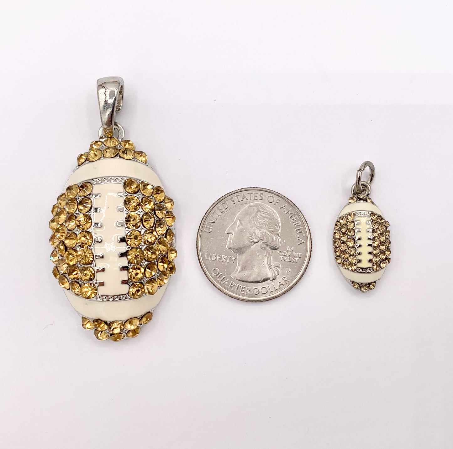 12x23mm & 25x46mm Rhinestone Football Charms/ Pendants Yellow Rhinestone with Enamel Coating Sports Ball Pendant 1 PC