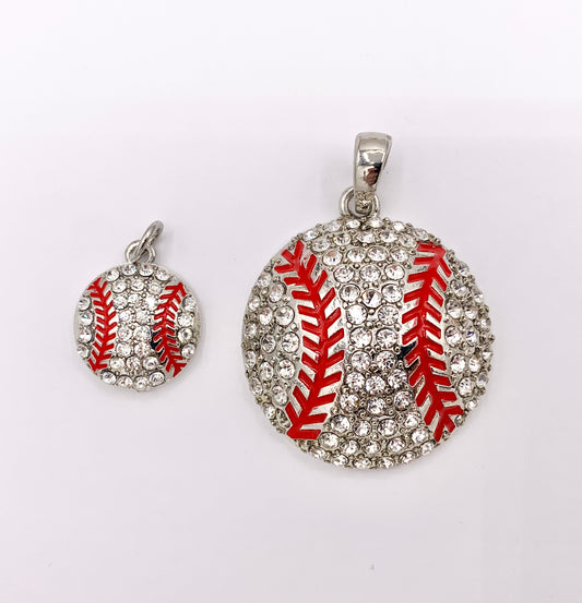 17mm & 35mm Rhinestone Baseball Charms/ Pendants Rhinestone Sports Ball Pendant 1 PC