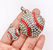 Cargar imagen en el visor de la galería, 17mm &amp; 35mm Rhinestone Baseball Charms/ Pendants Rhinestone Sports Ball Pendant 1 PC
