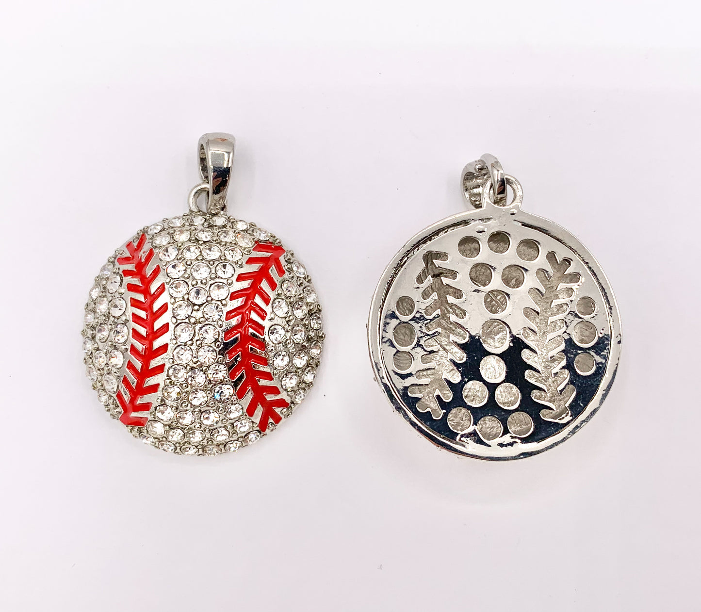 17mm & 35mm Rhinestone Baseball Charms/ Pendants Rhinestone Sports Ball Pendant 1 PC
