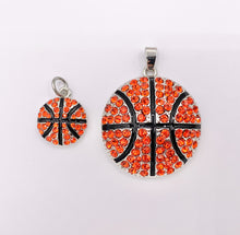 Cargar imagen en el visor de la galería, 17mm &amp; 34mm Rhinestone Basketball Charms/ Pendants Orange Rhinestone Sports Ball Pendant 1 PC
