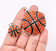 Cargar imagen en el visor de la galería, 17mm &amp; 34mm Rhinestone Basketball Charms/ Pendants Orange Rhinestone Sports Ball Pendant 1 PC
