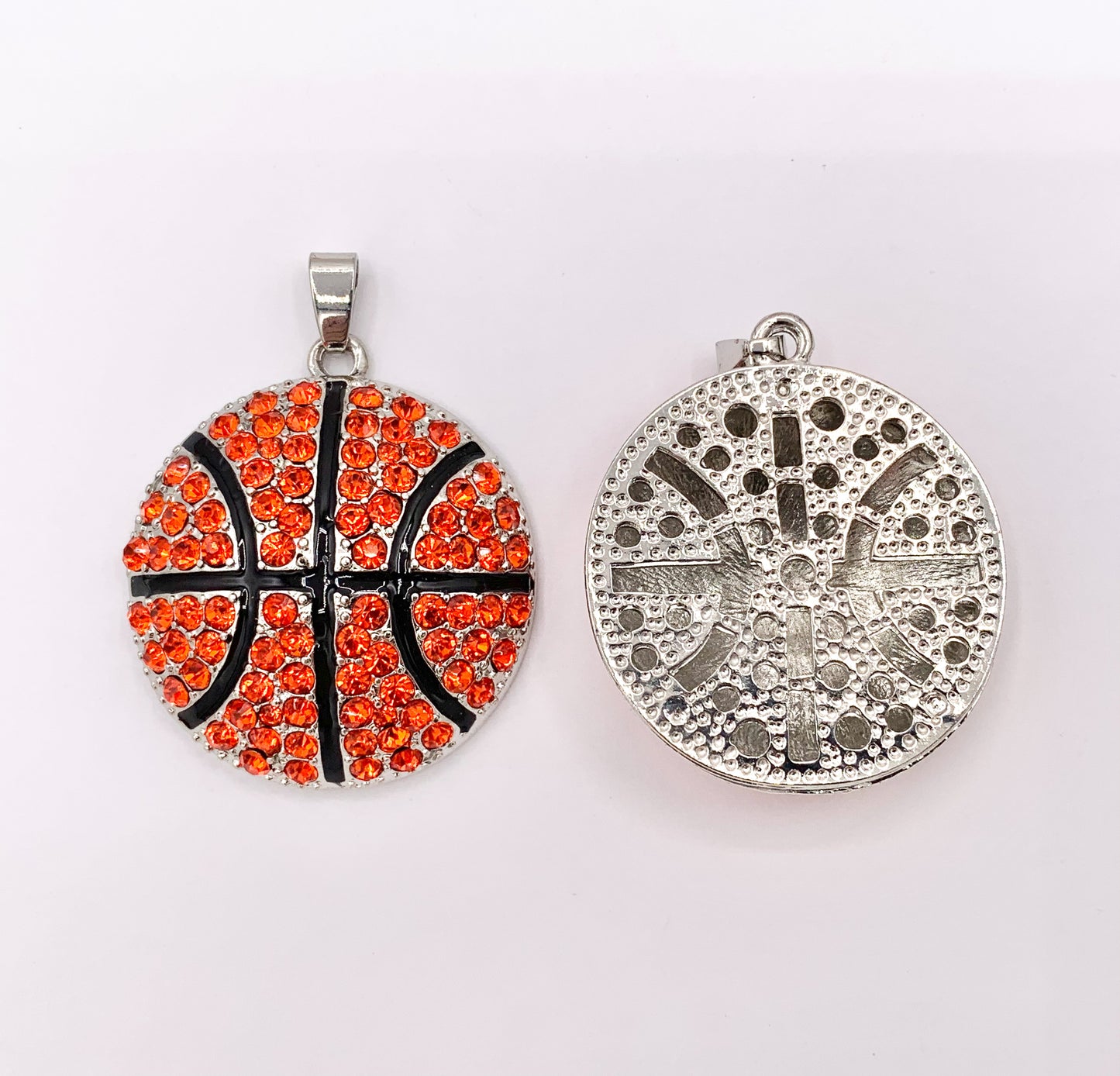 17mm & 34mm Rhinestone Basketball Charms/ Pendants Orange Rhinestone Sports Ball Pendant 1 PC