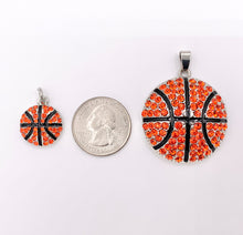 Cargar imagen en el visor de la galería, 17mm &amp; 34mm Rhinestone Basketball Charms/ Pendants Orange Rhinestone Sports Ball Pendant 1 PC
