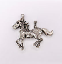 Cargar imagen en el visor de la galería, 2.5x3" Rhinestone Horse Pendants Large Antique Silver Pendant 1 PC
