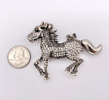 Cargar imagen en el visor de la galería, 2.5x3" Rhinestone Horse Pendants Large Antique Silver Pendant 1 PC
