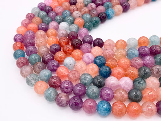 Dyed Quartz Round Smooth Shiny Natural Stone Beads Beautiful Multicolor Beads 6mm 8mm 10mm 12mm Around 14-15"