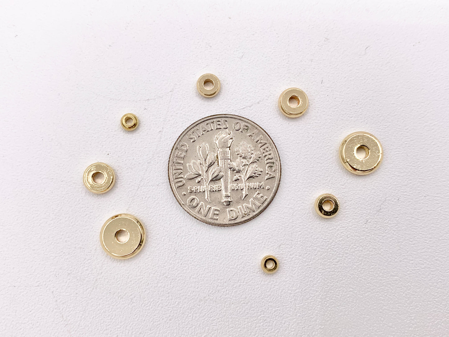 Dainty Rondelle Smooth Spacer Beads in Real Gold 18K Plated Over Copper 1 BAG