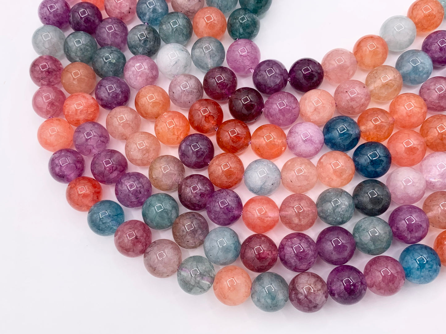 Dyed Quartz Round Smooth Shiny Natural Stone Beads Beautiful Multicolor Beads 6mm 8mm 10mm 12mm Around 14-15"