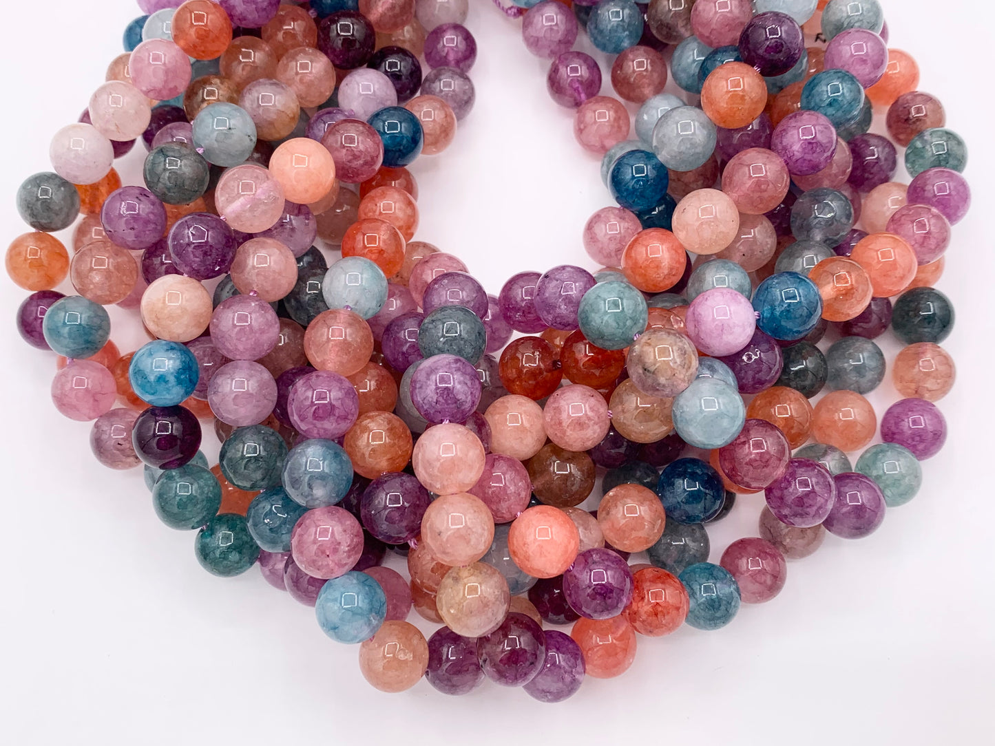 Dyed Quartz Round Smooth Shiny Natural Stone Beads Beautiful Multicolor Beads 6mm 8mm 10mm 12mm Around 14-15"