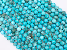 Cargar imagen en el visor de la galería, 8mm &amp; 15mm Natural Magnesite Dyed Turquoise Blue Color Faceted Coin Beads 1 Strand Around 15"
