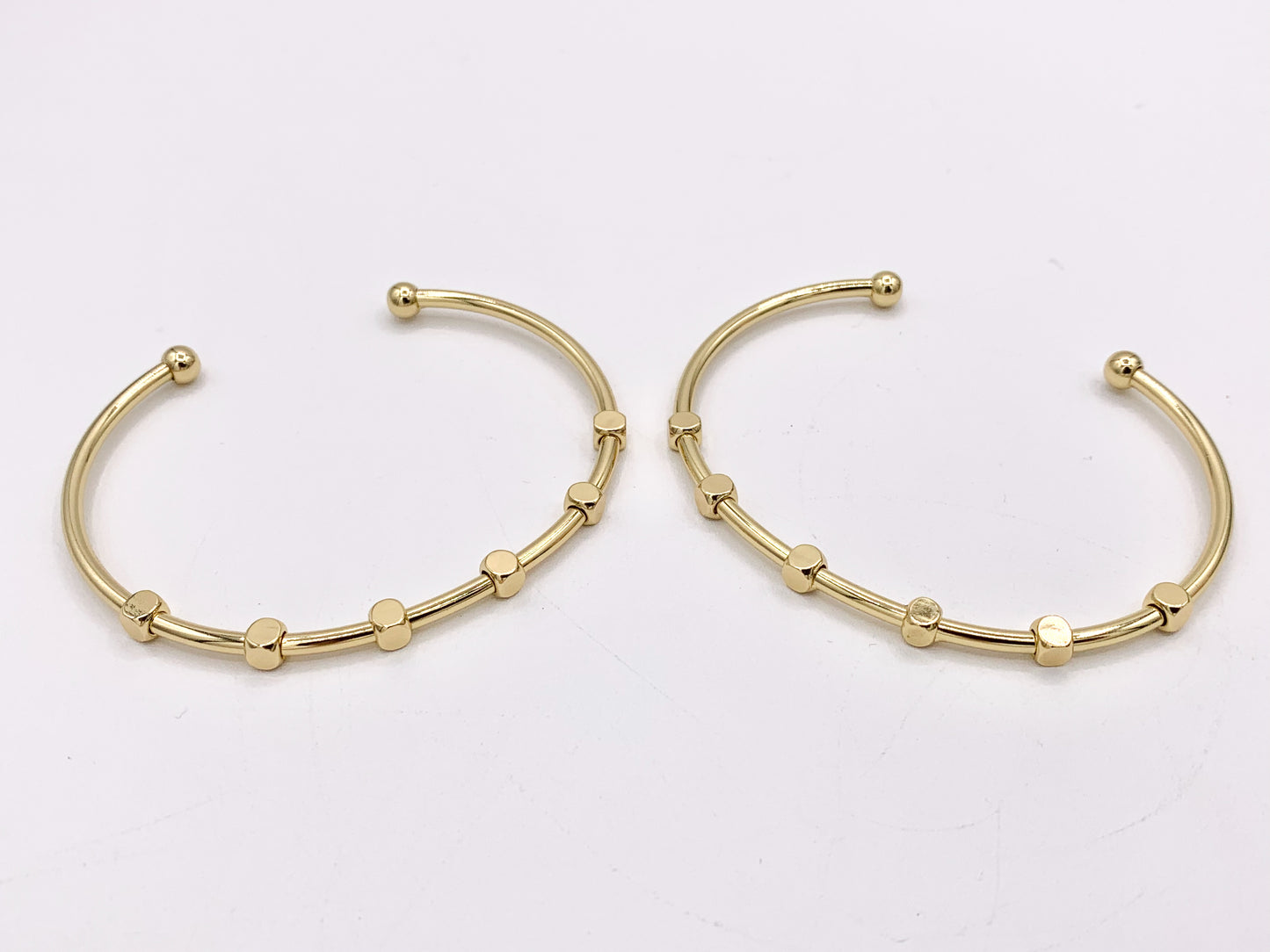 Nuggets Bangle Adjustable Bracelet Open Cuffs in Real Gold 18K Plated Copper 3 PCS