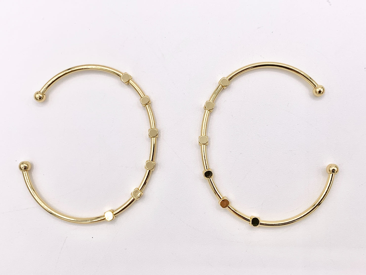 Nuggets Bangle Adjustable Bracelet Open Cuffs in Real Gold 18K Plated Copper 3 PCS