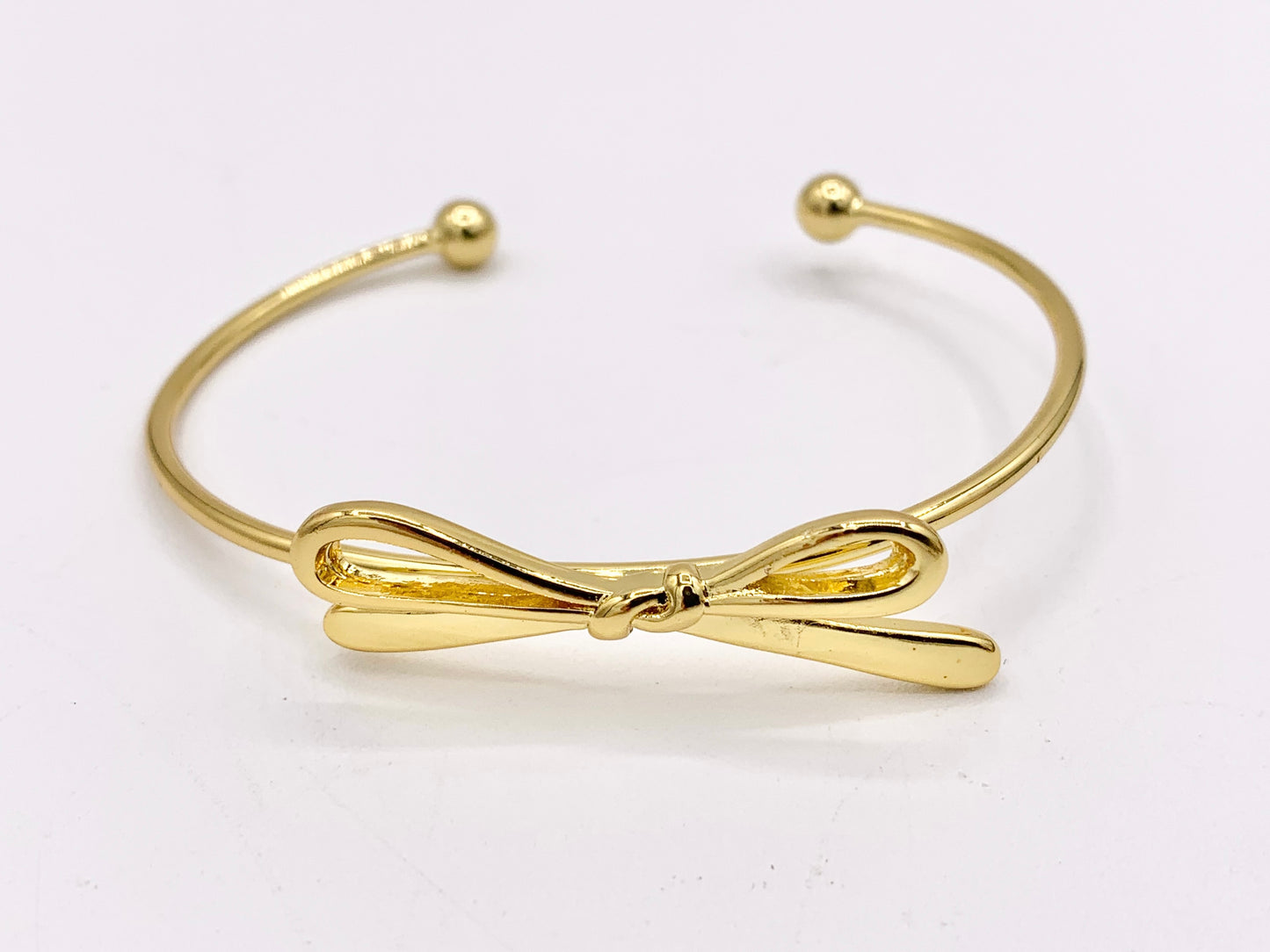 Cute Minimalist Bow Tie Bangle Adjustable Bracelet Cuffs in Real Gold 18K Plated Copper  3 PCS