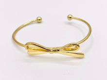 Cargar imagen en el visor de la galería, Cute Minimalist Bow Tie Bangle Adjustable Bracelet Cuffs in Real Gold 18K Plated Copper  3 PCS
