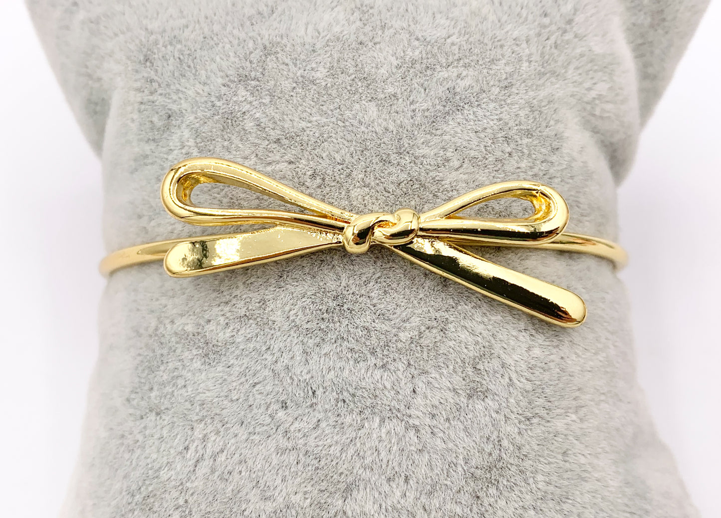 Cute Minimalist Bow Tie Bangle Adjustable Bracelet Cuffs in Real Gold 18K Plated Copper  3 PCS