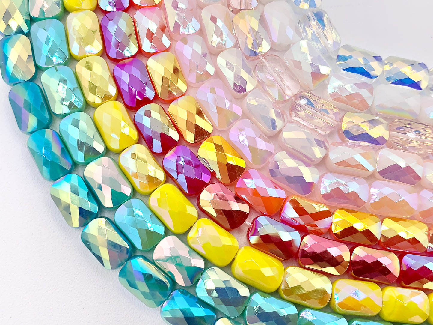 6x9mm High Quality Crystal Rectangle Faceted Shiny AB Color Crystal Beads Strand Available in 10 Colors 1 Strand
