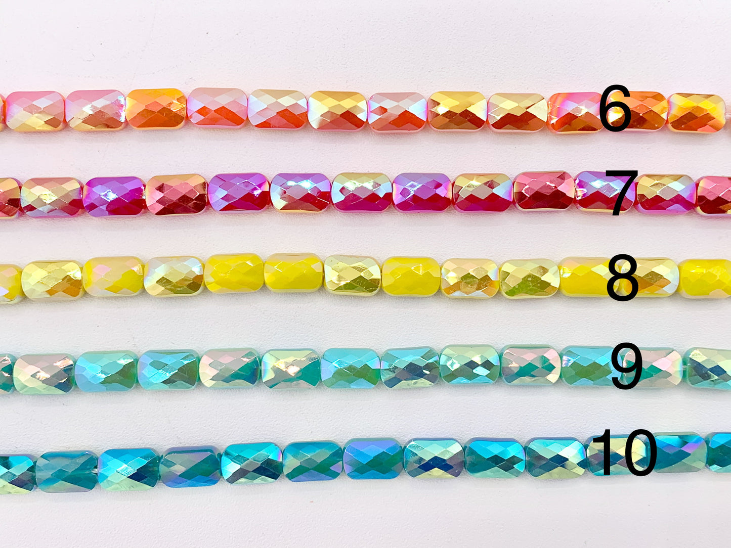 6x9mm High Quality Crystal Rectangle Faceted Shiny AB Color Crystal Beads Strand Available in 10 Colors 1 Strand