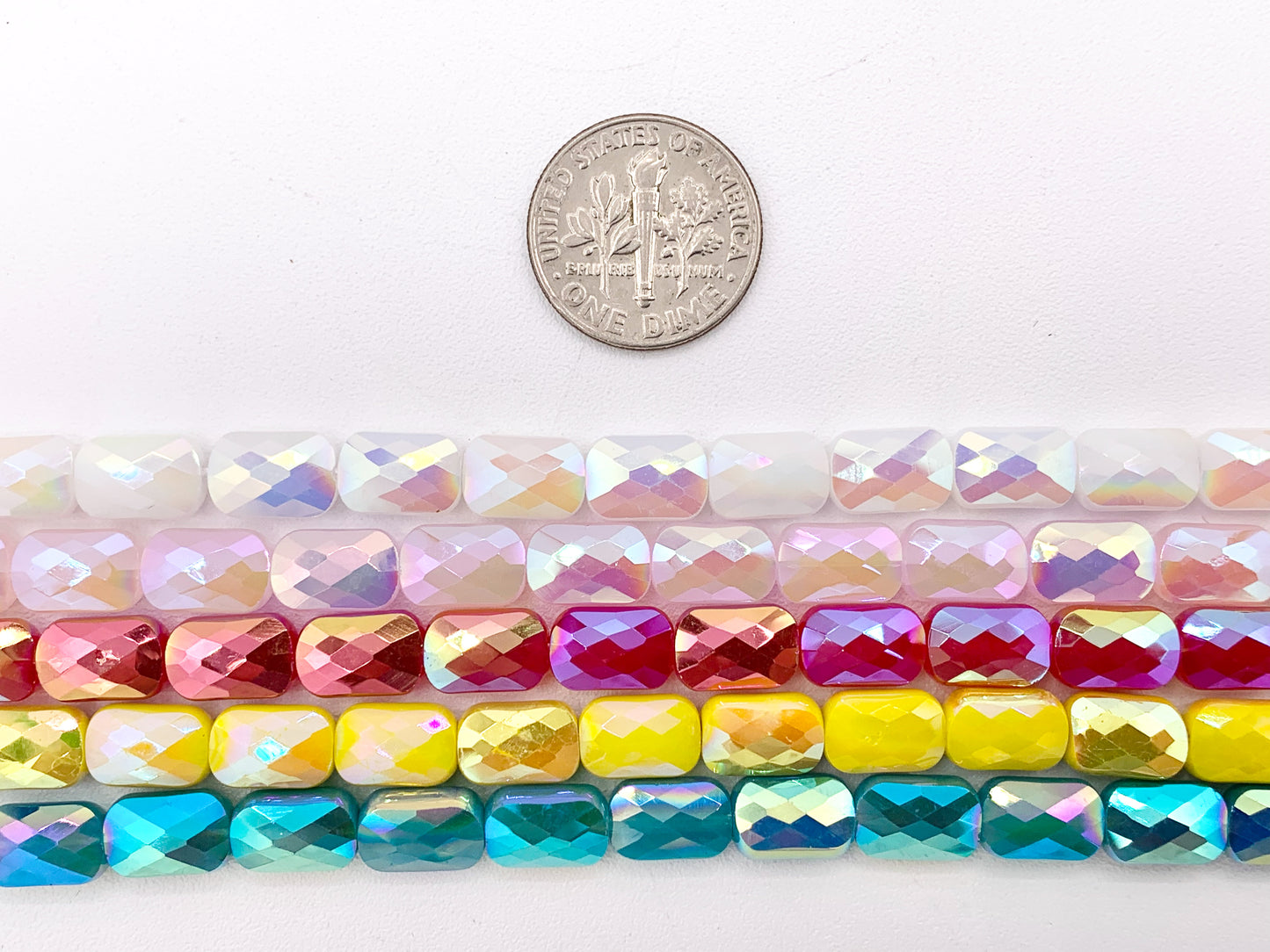 6x9mm High Quality Crystal Rectangle Faceted Shiny AB Color Crystal Beads Strand Available in 10 Colors 1 Strand