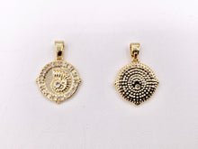 Cargar imagen en el visor de la galería, Cute CZ Pave Conch Shell Coin Charms Pendants Plated in 18K Gold Copper Base 8 PCS
