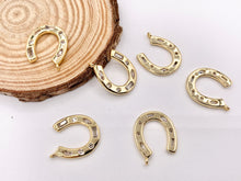 Cargar imagen en el visor de la galería, Clear CZ Horseshoe U Charm in Real 18K Gold Plated Over Copper 10 PCS
