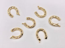 Load image into Gallery viewer, Clear CZ Horseshoe U Charm in Real 18K Gold Plated Over Copper 10 PCS
