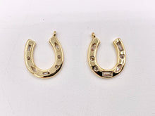 Load image into Gallery viewer, Clear CZ Horseshoe U Charm in Real 18K Gold Plated Over Copper 10 PCS
