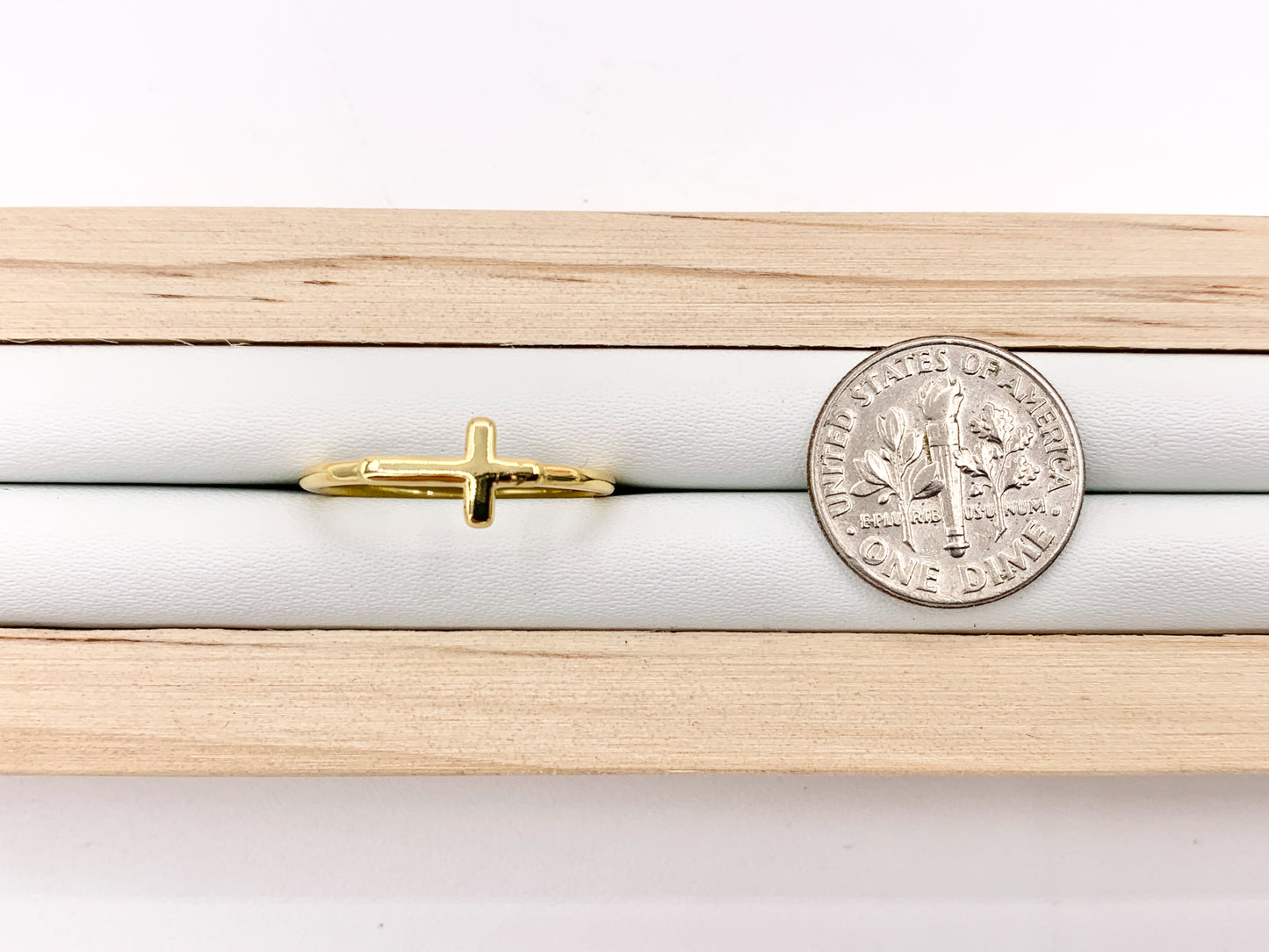 Plain Cross Open Adjustable Ring in 18K Gold Plated Copper 6 PCS