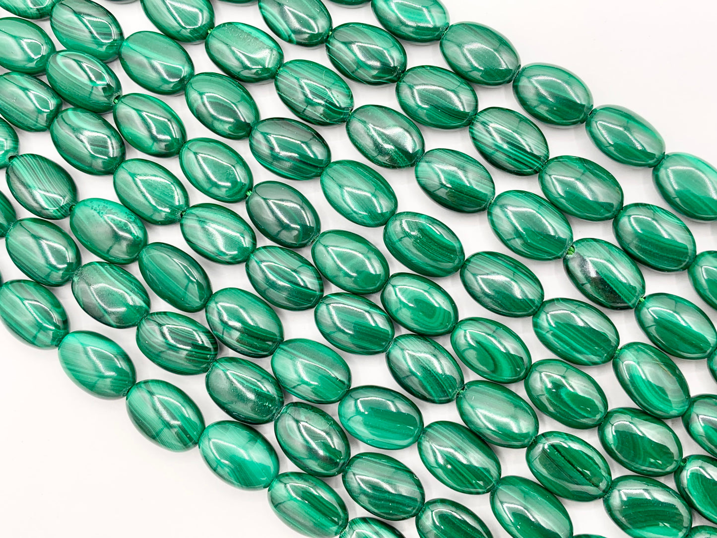Grade AAA Malachite Coin & Oval Smooth Shiny Top Quality Natural Green Gemstone Beads  Around 15"