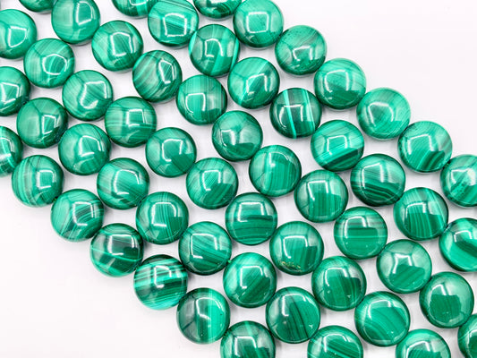 Grade AAA Malachite Coin & Oval Smooth Shiny Top Quality Natural Green Gemstone Beads  Around 15"