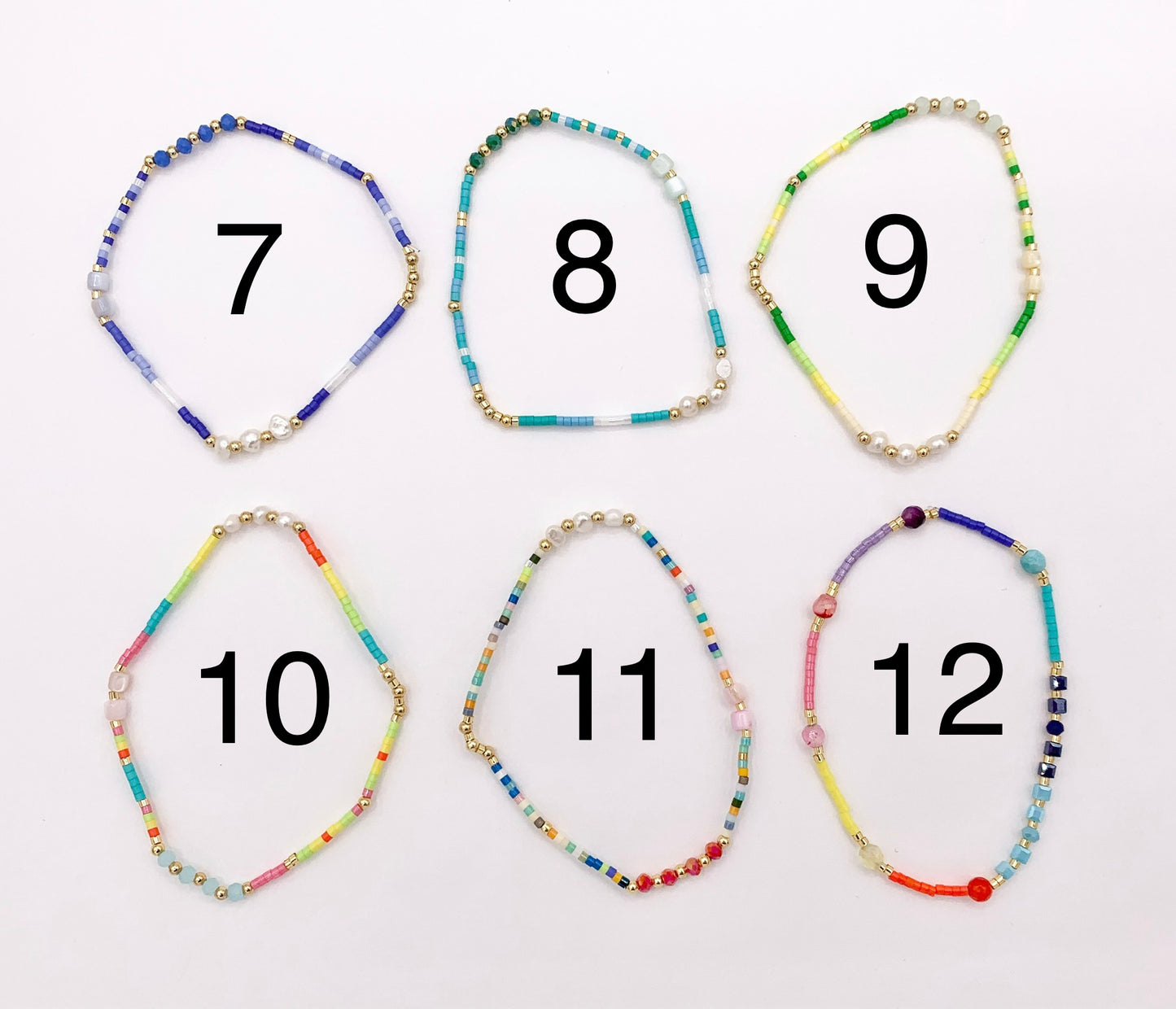 Dainty Miyuki Seed Beads Stretchy Bracelet with Freshwater Pearls & Shells 1 piece Around 6.5"