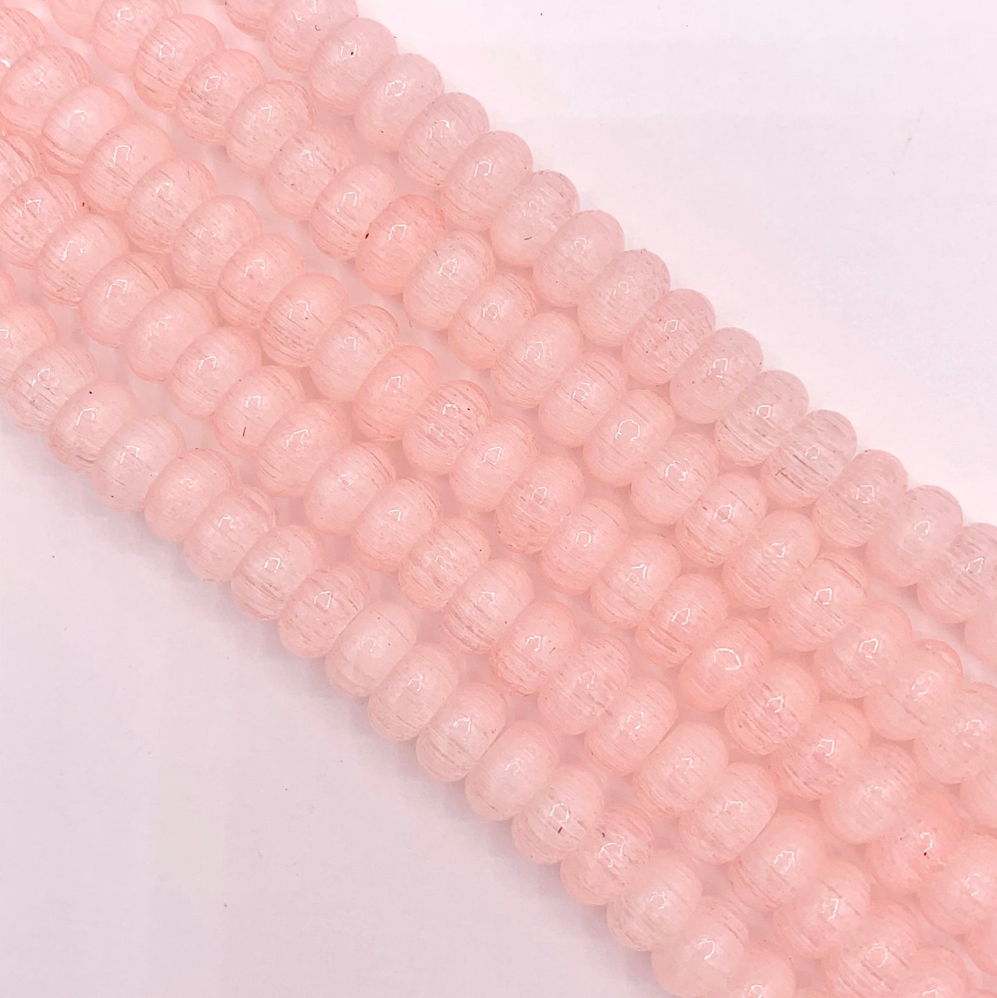 7-8mm Beautiful Pastel Easter Color Dyed Glass Rondelle Beads Imitation Selenite Beads Around 15" Price 1 Strand 6 Colors!