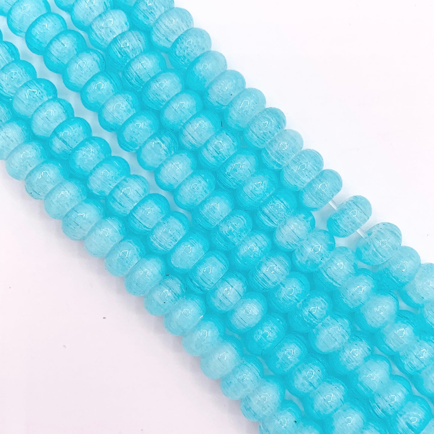 7-8mm Beautiful Pastel Easter Color Dyed Glass Rondelle Beads Imitation Selenite Beads Around 15" Price 1 Strand 6 Colors!