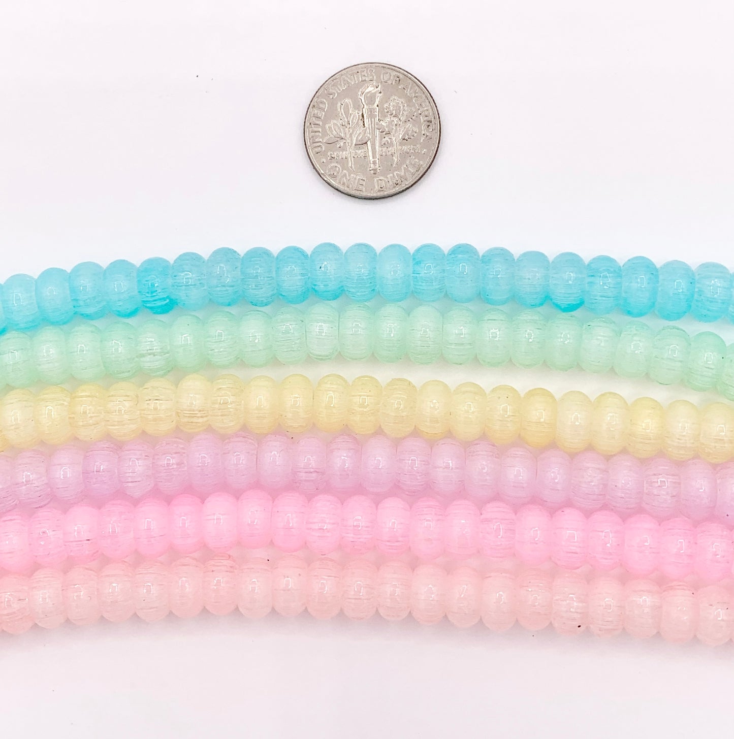 7-8mm Beautiful Pastel Easter Color Dyed Glass Rondelle Beads Imitation Selenite Beads Around 15" Price 1 Strand 6 Colors!