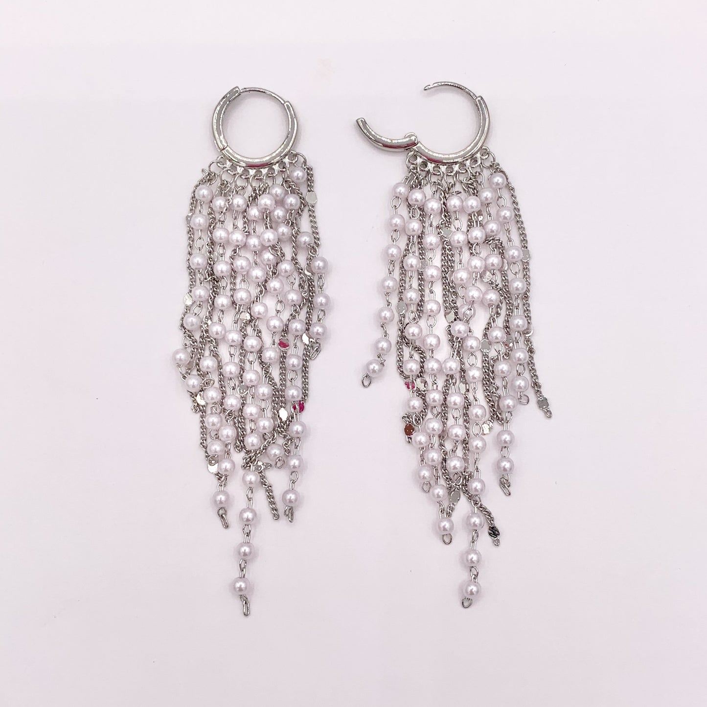 Pearl Drop Tassel Earring Hoops in Real Gold 18K/Platinum Plated 3 PAIRS