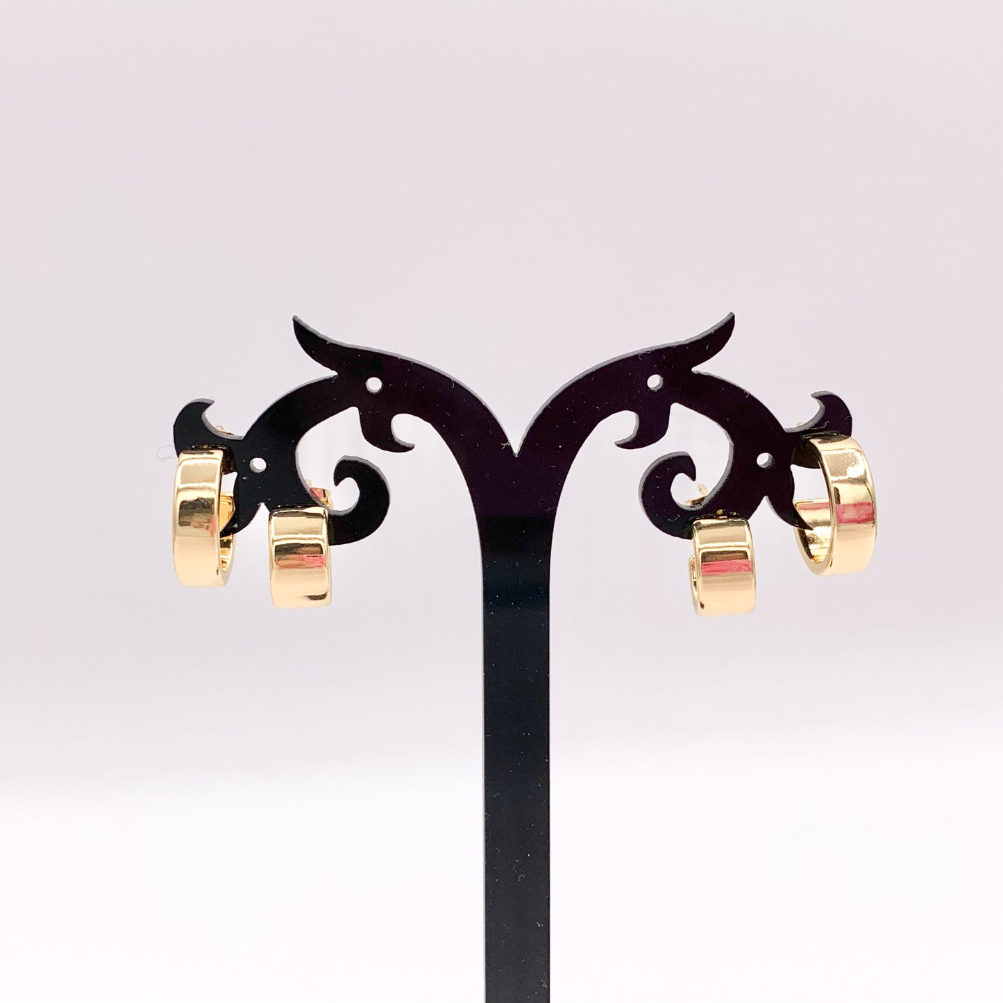 Minimalist Plain Small Thick Earring Hoops in 18K Gold Plated Over Brass 5 PAIRS